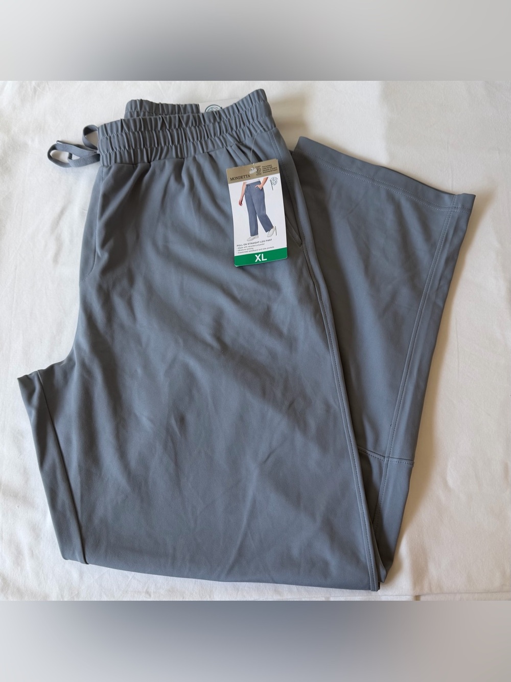 NWT MONDETTA Gray Pull On Straight Leg Pants w/ Drawstring Women’s Size XL